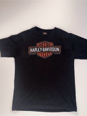 Harley-Davidson Black T-Shirt with Orange and White Logo